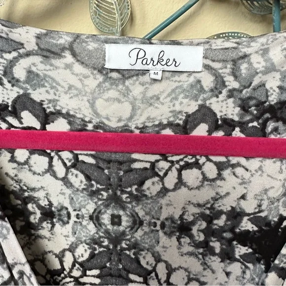 Parker Catalina black & white floral pattern mini dressSz M